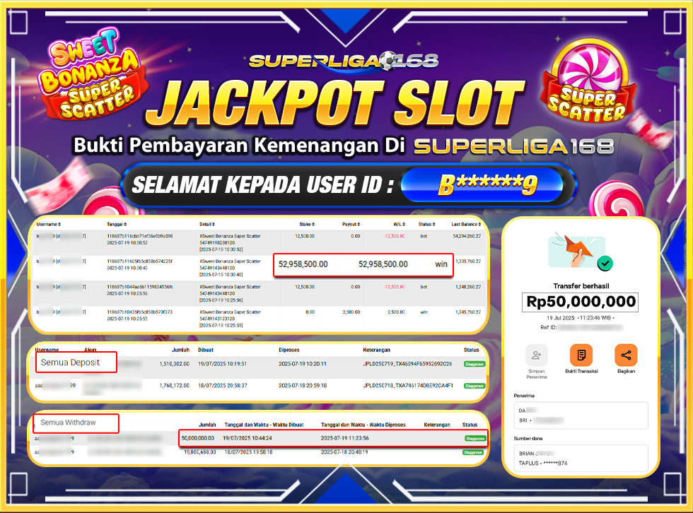 SUPERLIGA168 JACKPOT SWEET BONANZA SUPER SCATTER Rp.50,000,000-LUNAS